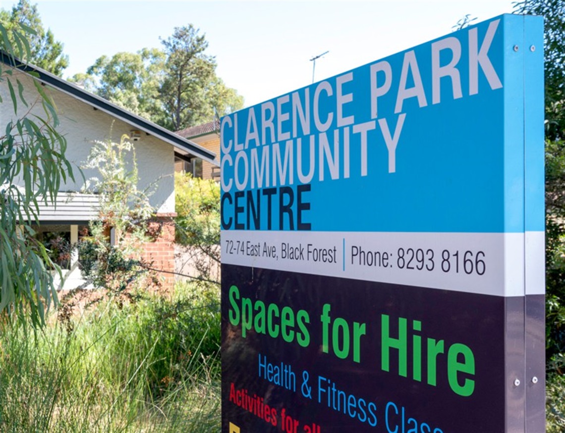 Clarence Park Community Centre sign