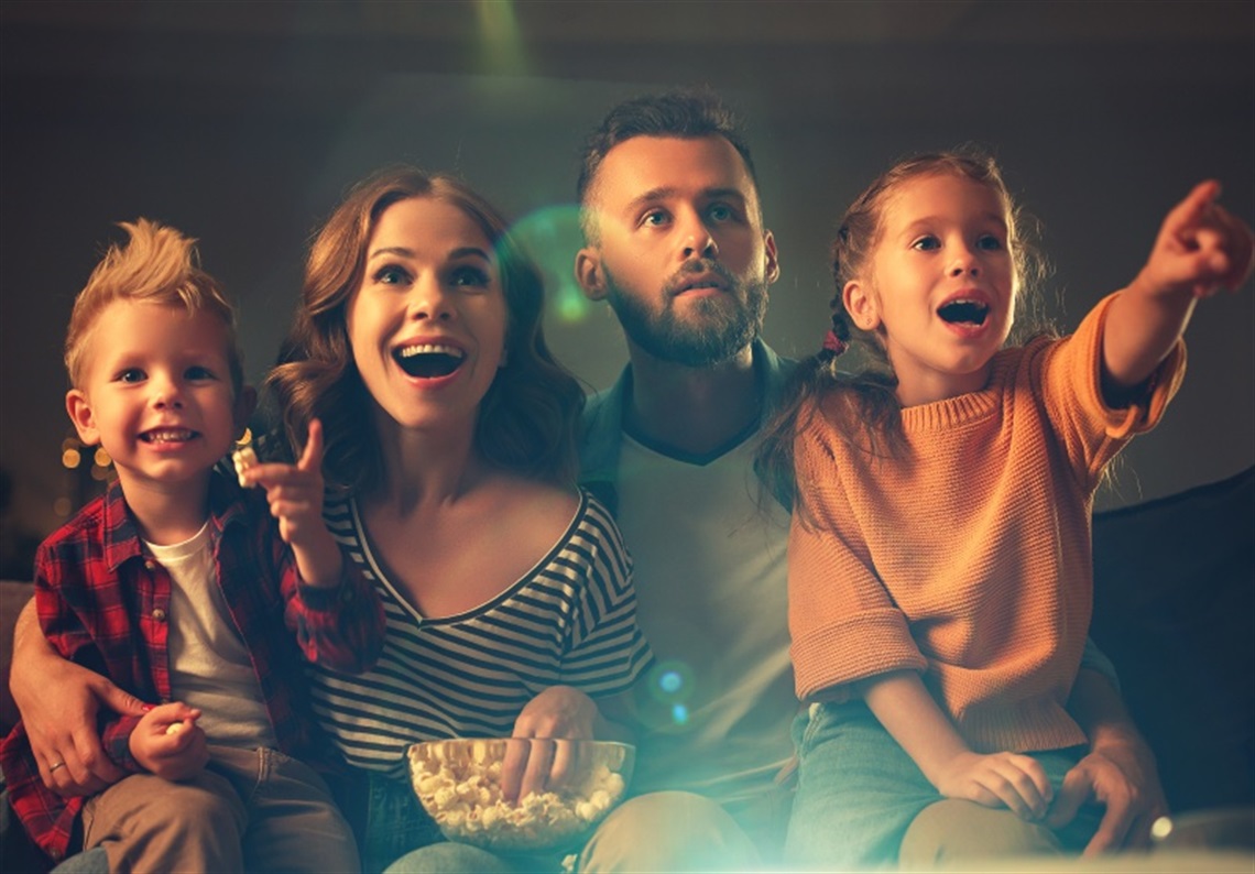 A family watching a movie together