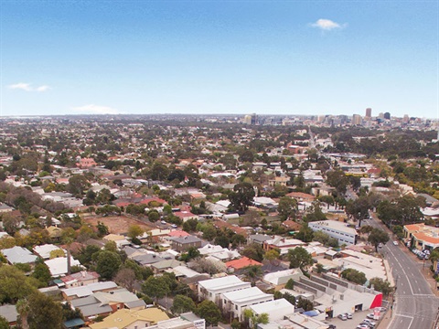 Drone view Fullarton to Adelaide CBD