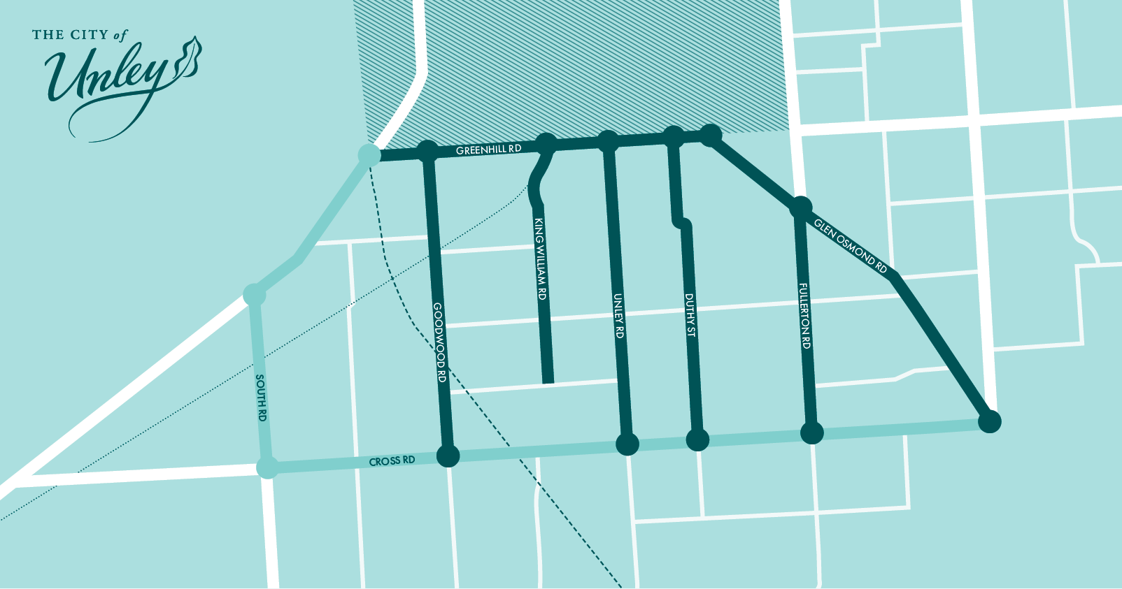 City of Unley Boundary Map and Mainstreets