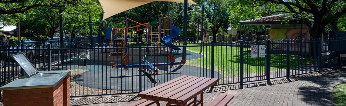 Everard Park Reserve playground fence BBQ and seating