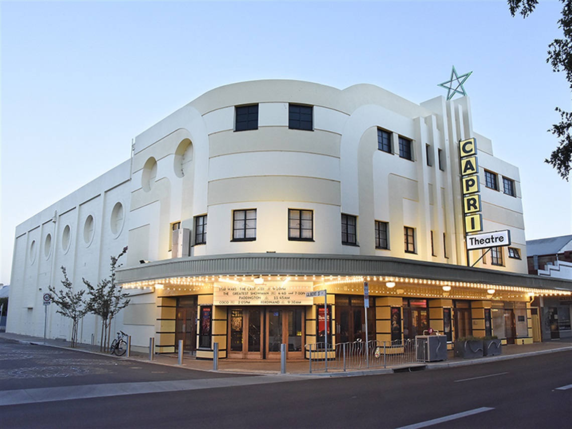 The Capri Theatre building entrance