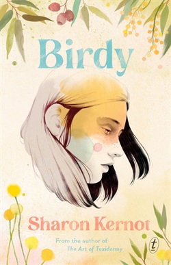 watercolour painting of a teen girl in profile, framed by native flora