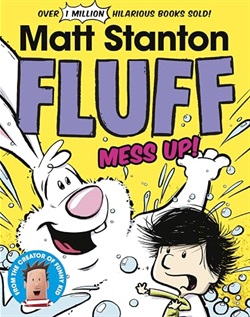 giant bunny and young boy splashing in bubbles