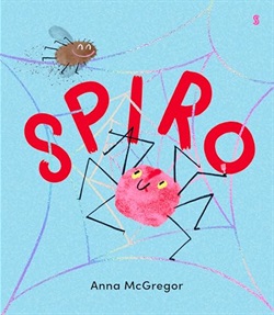 a cure cartoon spider sits on its web
