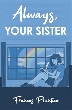 washed in blue, a girl sits by a window writing in a diary