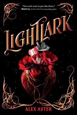 a red heart with golden vines, red and white flowers growing from it on a black background