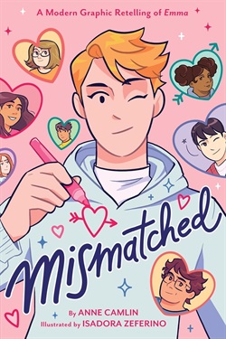 a winking blonde boy draws a heart with an arrow through it