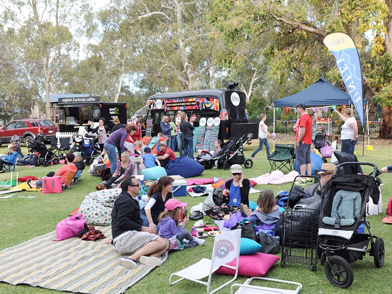 families picnic at Heywood Park Footstomping Fables and Film