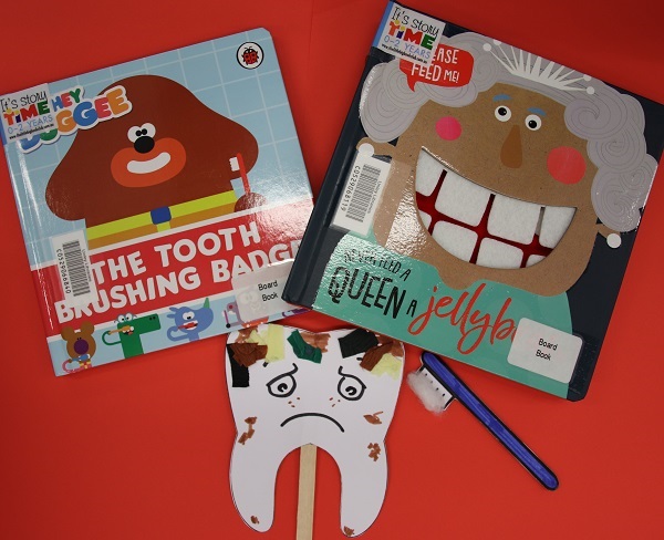 image of books about teeth and tooth themed craft