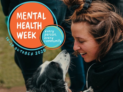 mental health week icon and young girl with dog