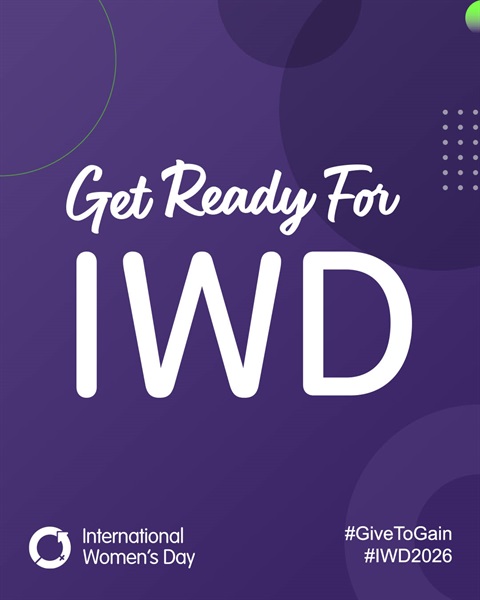 infographic saying 'get ready for IWD' with a purple background and white letters 